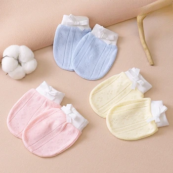 Guanti antigraffio per neonato 0-12 mesi Guanti protettivi primavera estate per bambini in puro cotone antigraffio per il viso Design sottile Nuovo