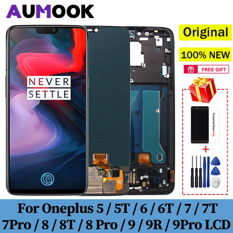 

Original AMOLED For Oneplus 5 5T 6 6T 7 7T 7pro 8 8T 8Pro 9R 9Pro LCD Display Touch Screen Panel Replacement For Oneplus Display