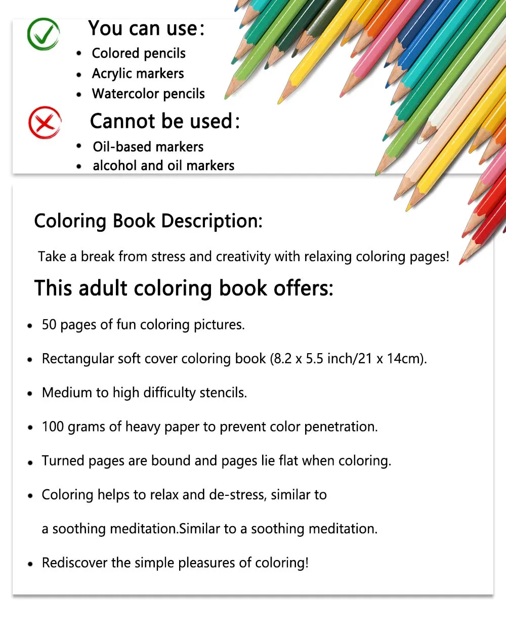 Malbuch zum Stressabbau für Erwachsene – Spiralbuch 50 Blatt 8,3 x 5,5 Zoll, kann als Geburtstagsgeschenk und Partygeschenk verwendet werden – Detail 1
