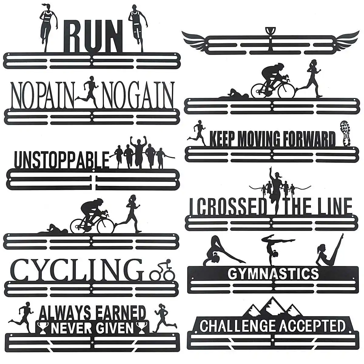 1pc Gymnastics Medal Holder Display Hanger Sports Awards Stand Wall Rack Mount Hanger Decor Black Wood Medal Holders for Home