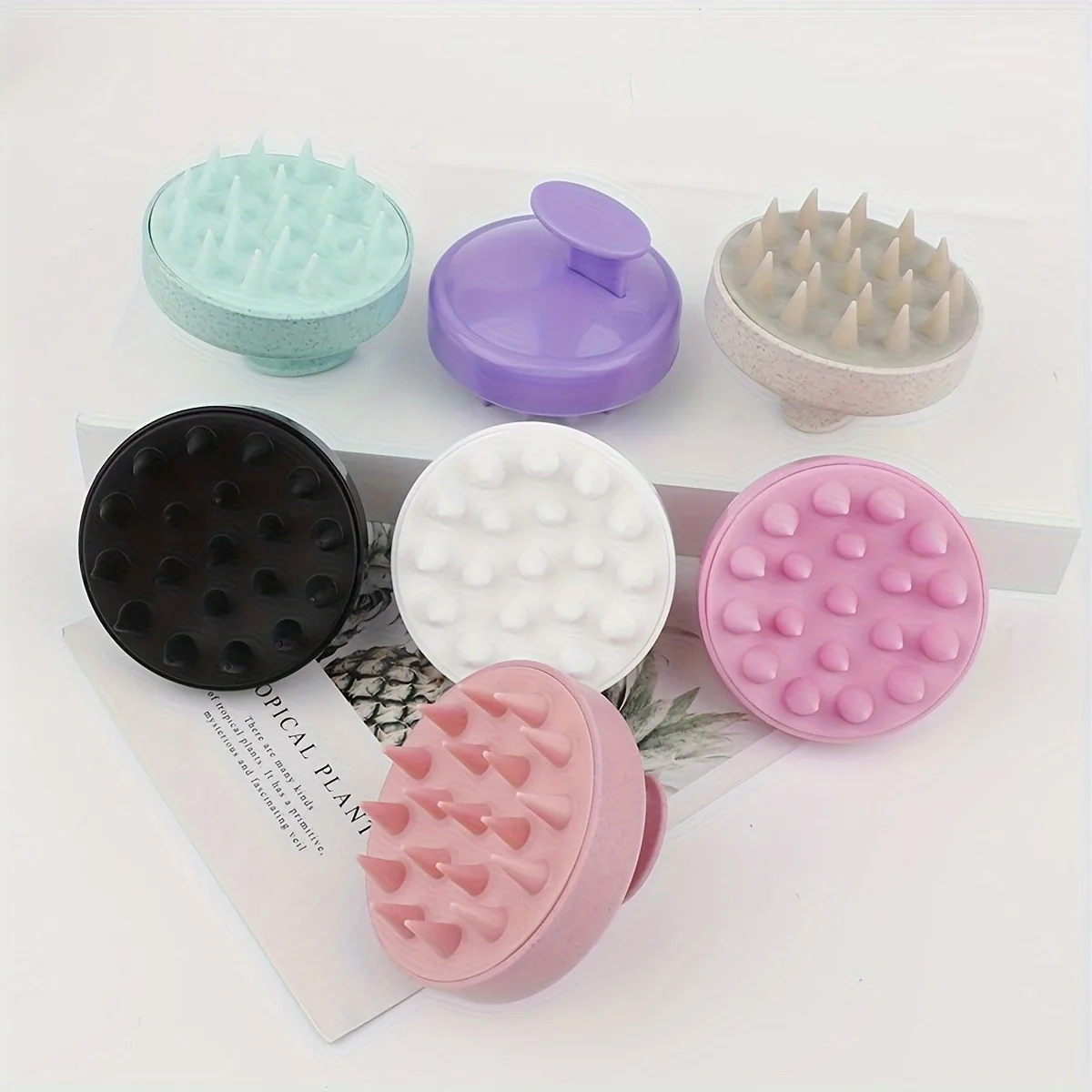 Massaggiatore e spazzola per shampoo e massaggiatore per cuoio capelluto in silicone 2 in 1 - Stimolatore indolore per la crescita dei capelli per doccia, strumento spa per la testa delicata