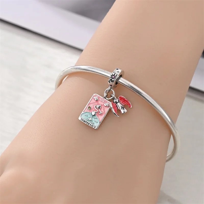 Heißer Verkauf Charms 925 Sterling Silber Tarot Karte Rad des Glücks Gerechtigkeit Der Kaiser Anhänger Fit Armbänder Halskette DIY Schmuck – Detail 20