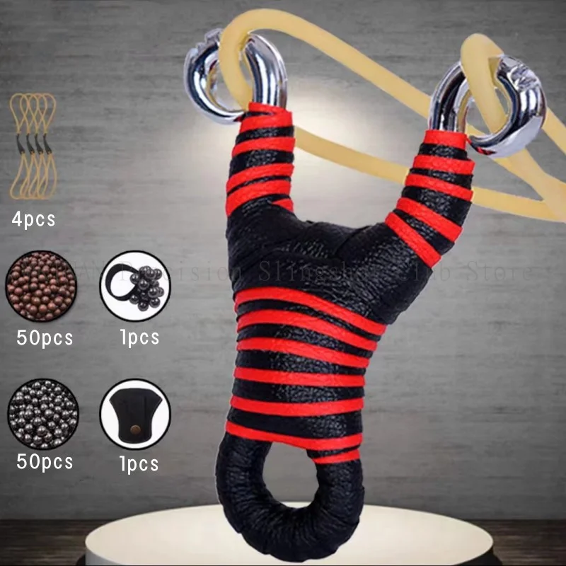 

Professional Hunting Stainless Steel Slingshot high Quality Catapult with Rubber band Outdoor Shooting Game Slingshot set