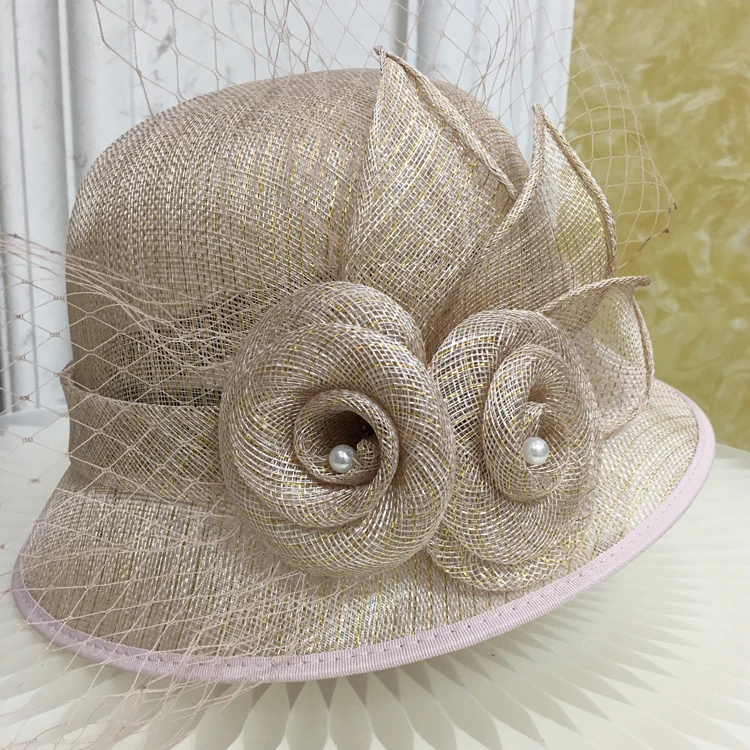 X4138 British Linen Top Hat Women's Fashion Linen Hat Beach Bucket Cap