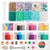 Clay Letter Beads Kit for Bracelets Making Polymer Flat Round Disc Lobster Clasp and Jump Rings Strings for DIY Jewelry Marking 1