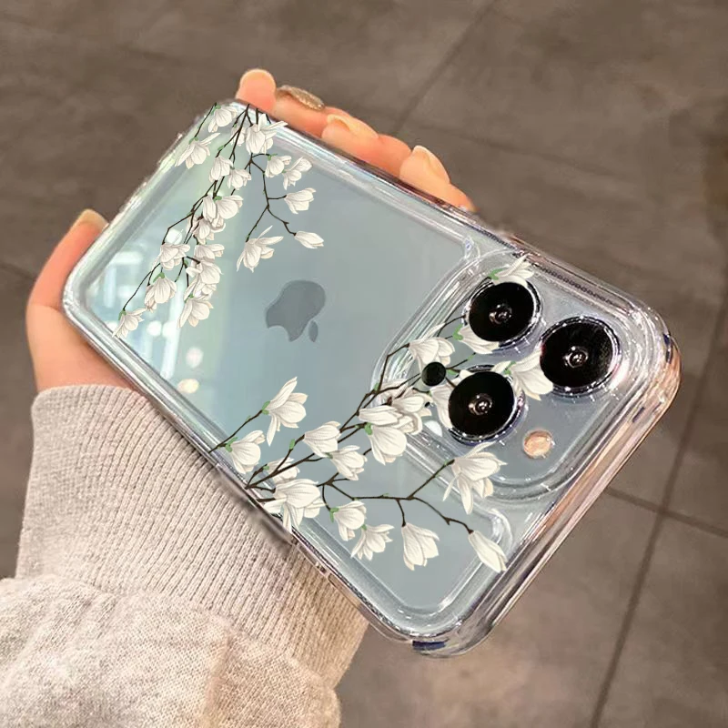 Jasmine Flower Clear Soft Silicone Shockproof Phone Case Cover