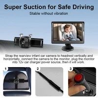 Автомобильный радионяня с видом на заднем сиденье, камера ночного видения с 5-дюймовым экраном, детское автомобильное зеркало для малышей — изображение 5