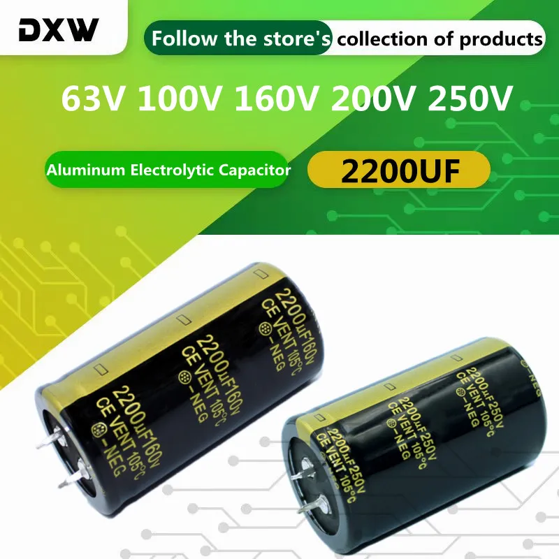 

2PCS/Lot 2200UF Aluminum Electrolytic Capacitor 63V 100V 160V 200V 250V High Quality Capacitor