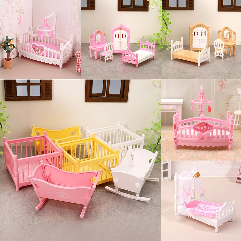 Dollhouse Miniature Cradle Crib Surround Bed Furniture - Bedroom Decor & Accessories