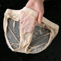 Slip en soie douce pour hommes, culotte solide entièrement transparente, séchage rapide, sans couture, Bikini masculin, sous-vêtements de tentation Gay 1