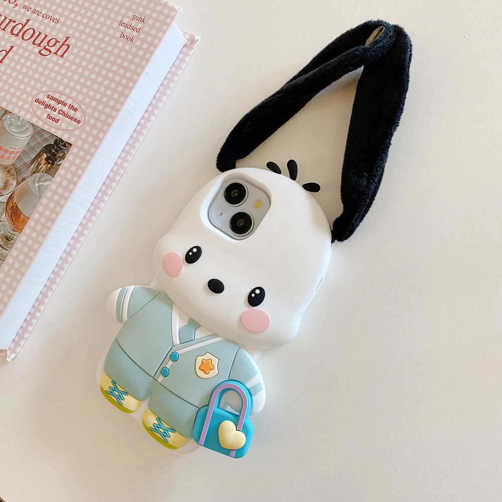 3D Cartoon Dog Silicone Phone Case with Strap - Shockproof & Soft Protective Cover