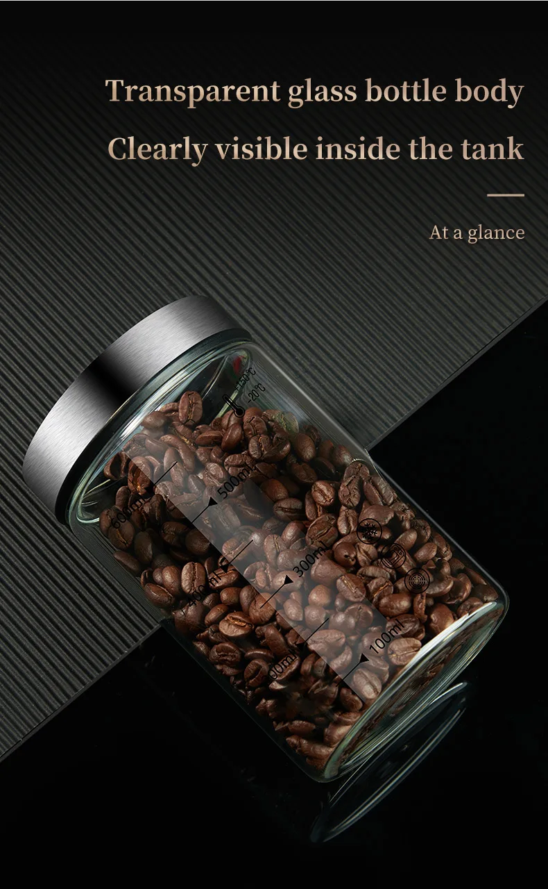 High Borosilicate Glass Storage Jar - Moisture-Proof Kitchen Sealed Container for Coffee Beans