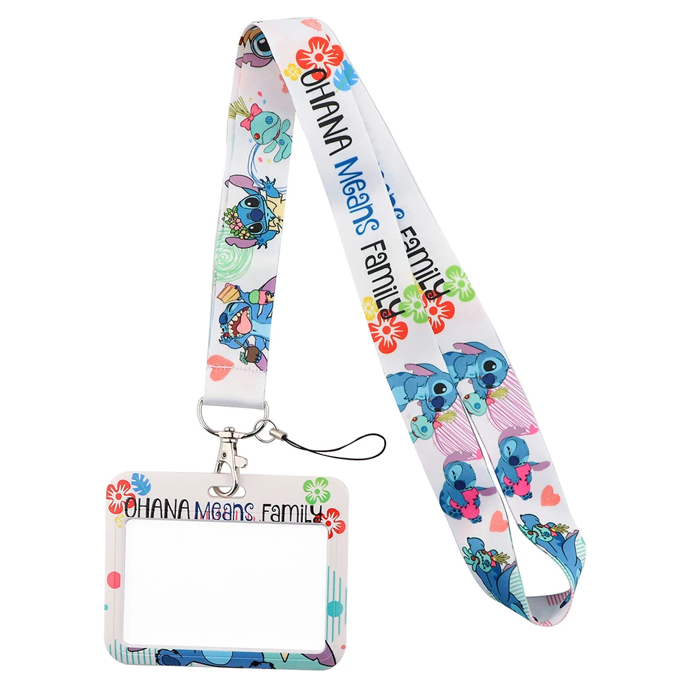 Stitch Keychains Mobile Phone Keychain Phone Keychain Key Chains Stitch Mickey Lanyard For Keys Chain Horizontal style ID Credit Card Cover Pass Mobile Phone Charm Badge Holder Gift for kids