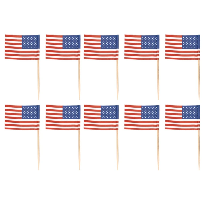 

1000 American Flag Toothpicks Party Cupcake Decoration Sandwich Mini Food Picks