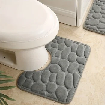 Washroom toilet foot mat U-shaped floor mat waterproof pad Bathroom bathroom water absorption anti-skid pad 1