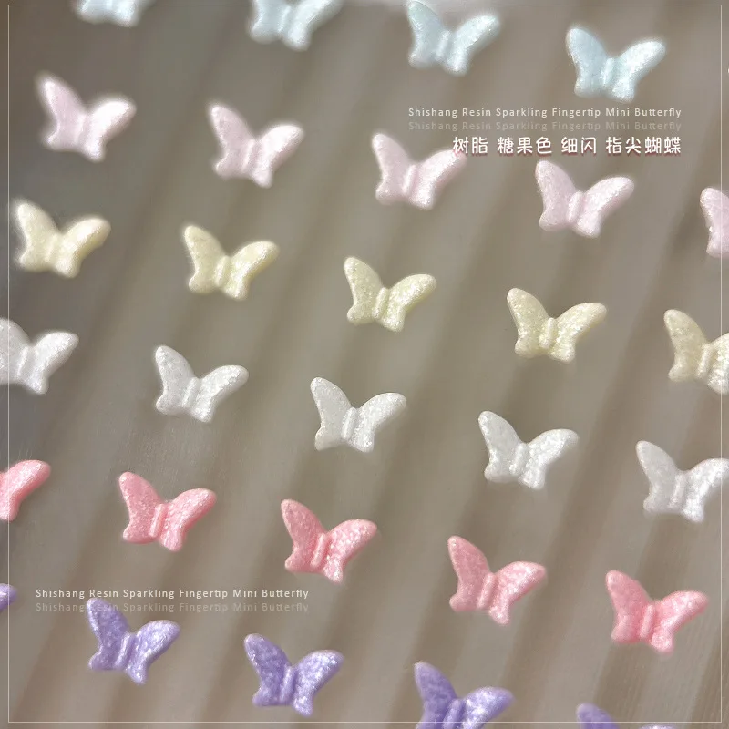 네일 아트 나비 컬러 진주 나비 액세서리, 혼합 플랫백 송진 네일 참, 미니 리본 부품 네일 장식, 100 개