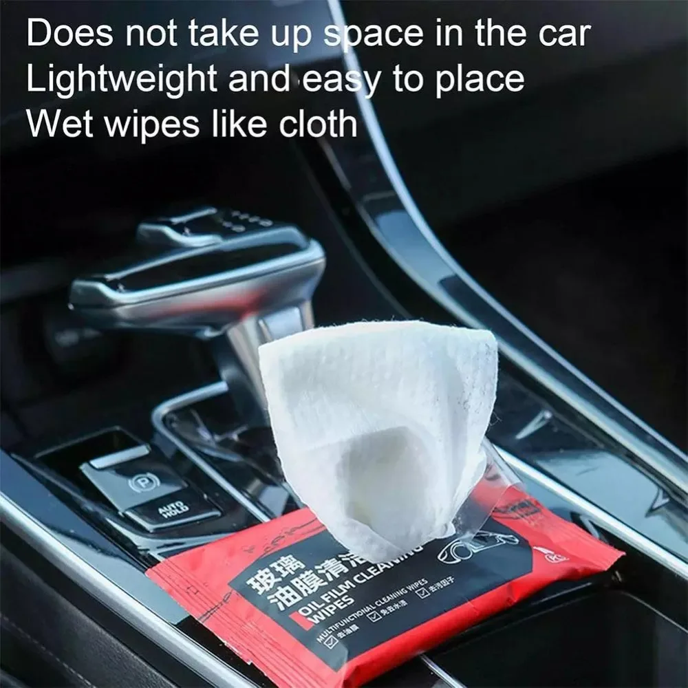Fiber Car Wipes Glass Cleaning Towel 5 Bags Portable Car Glass Oil Film Removal Wipes Anti-rain Anti-fog Car Windshield Glass Cleaner Oil Stain Cleaner Wet Towel