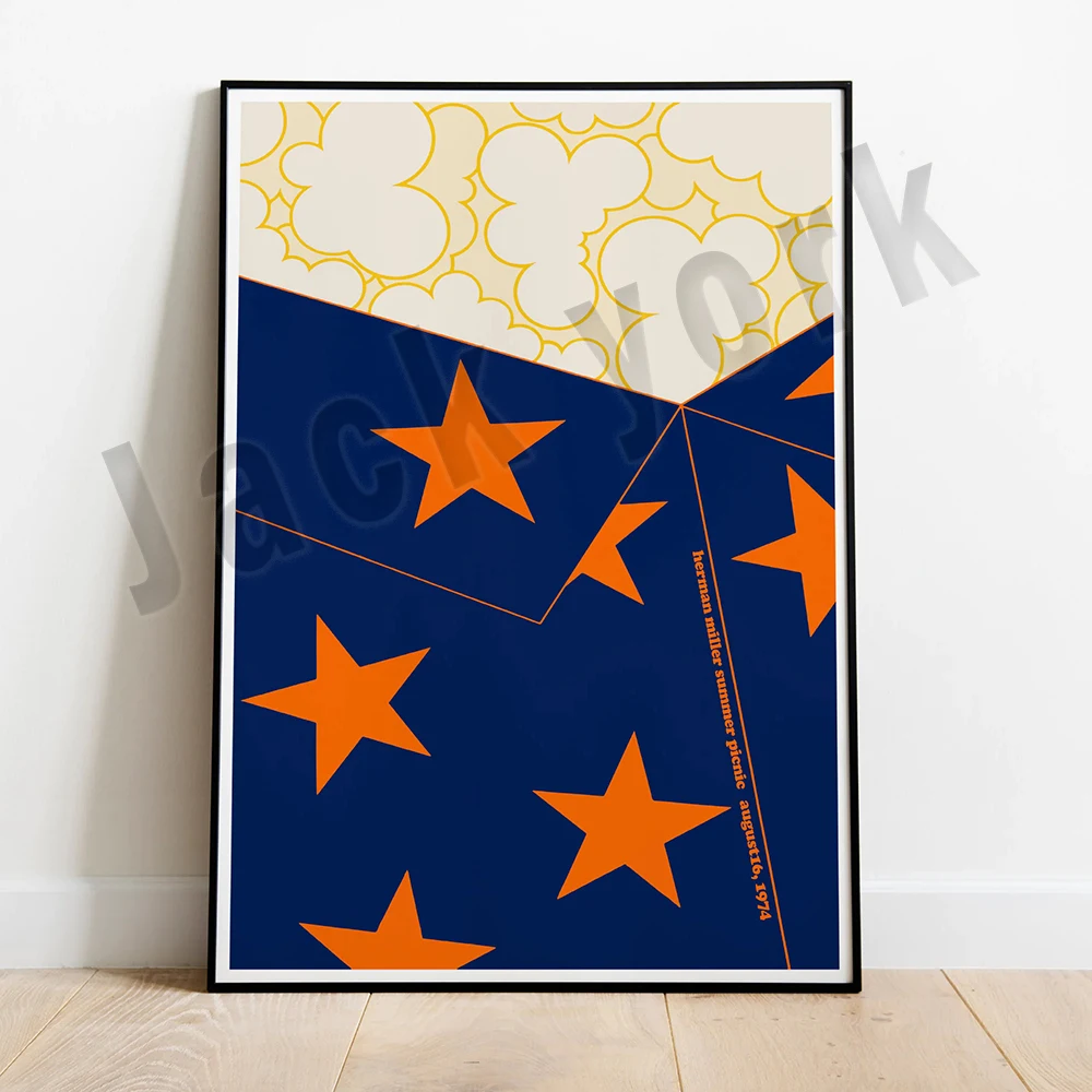 Summer picnic. Herman Miller print, rare poster, watermelon