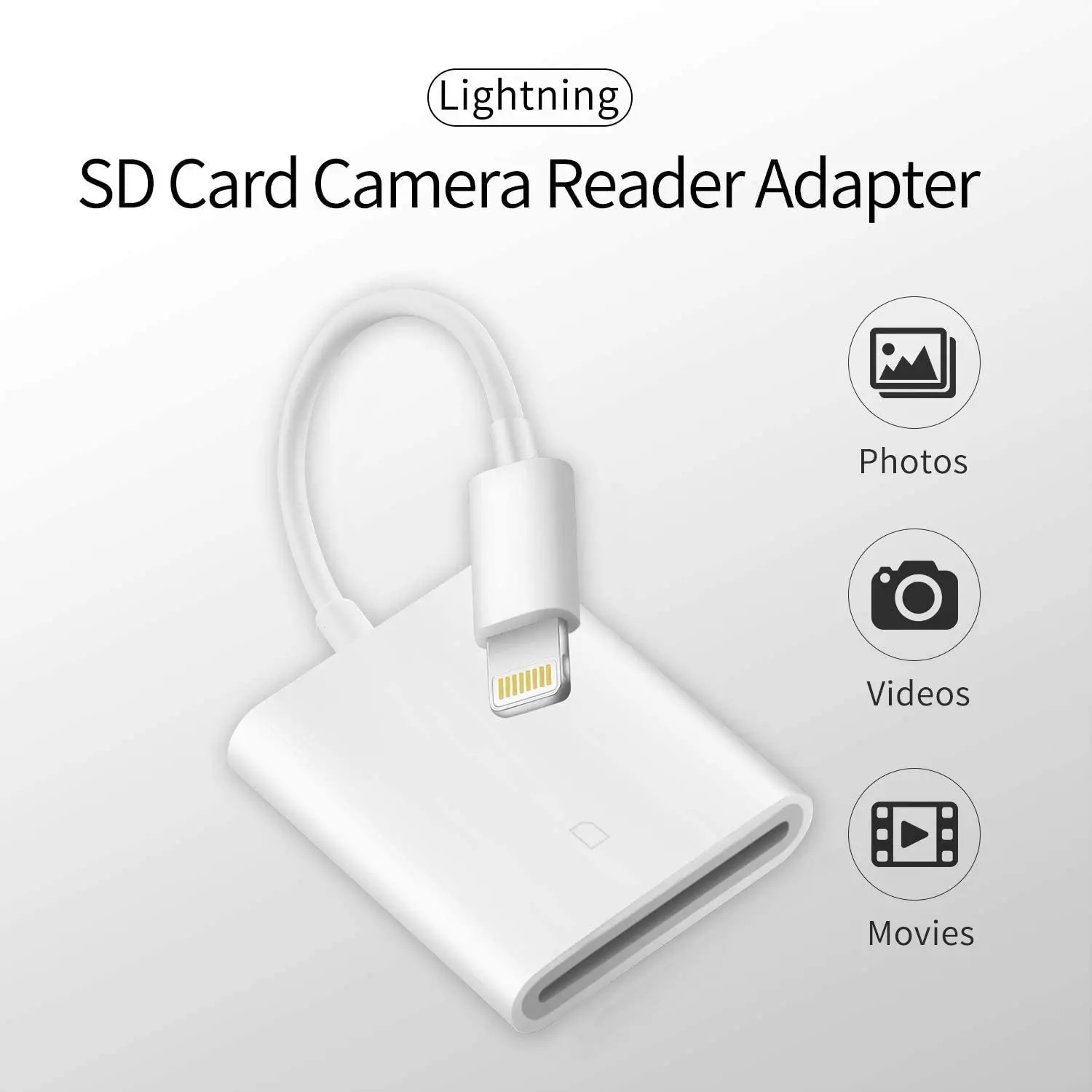 Lightning to SD Card Camera Reader Memory Card Reader Trail Camera Viewer SD Adapter for iPhone 12/11/XS/XR/X/8/7 card reader sd card reader