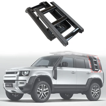 Black Silver Car Ladder Roof Racks & Boxes Foldable for Land Rover Defender 110 Side Climbing Ladders Bodyguard Accessories