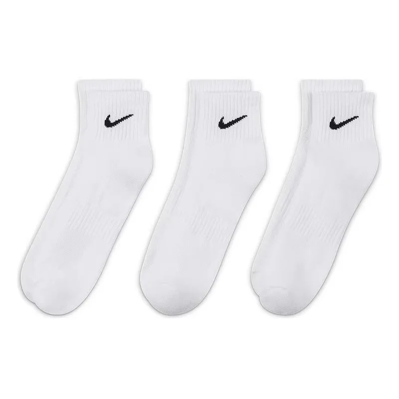 Nike Casual Cushioned Mid-Cut Basketball Socks Unisex Combo Pack White SX7667-100
