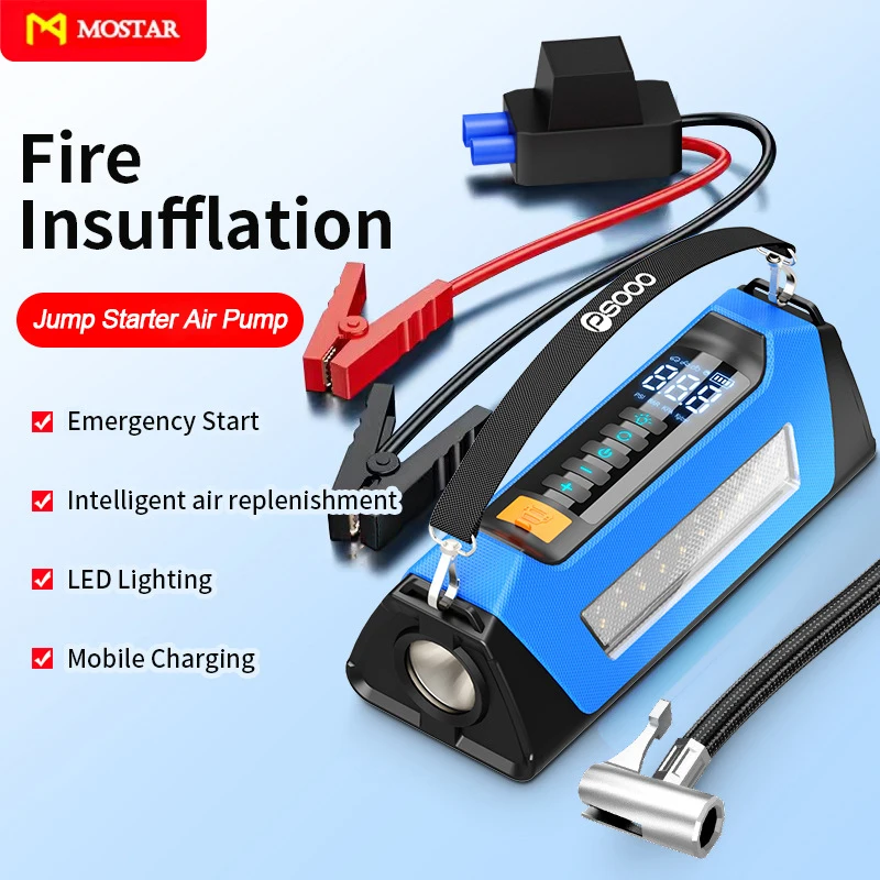 

Car Jump Starter Air Pump 4 in 1 Air Compressor 10400mAh Powerbank Lighting Auto Starter Device Automotive Digital Tire Inflator