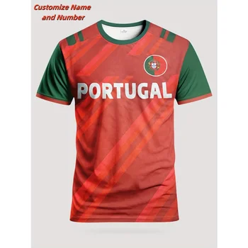 3D Printed Portugal Jerseys Customized T-Shirt For Men Football Pattern T Shirts Casual Uniform Sports O-Neck Tees Loose Tops 1