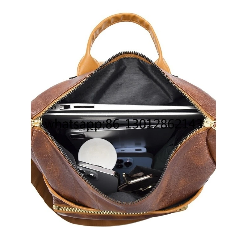 Large capacity women's bag new street trend retro PU going out backpack