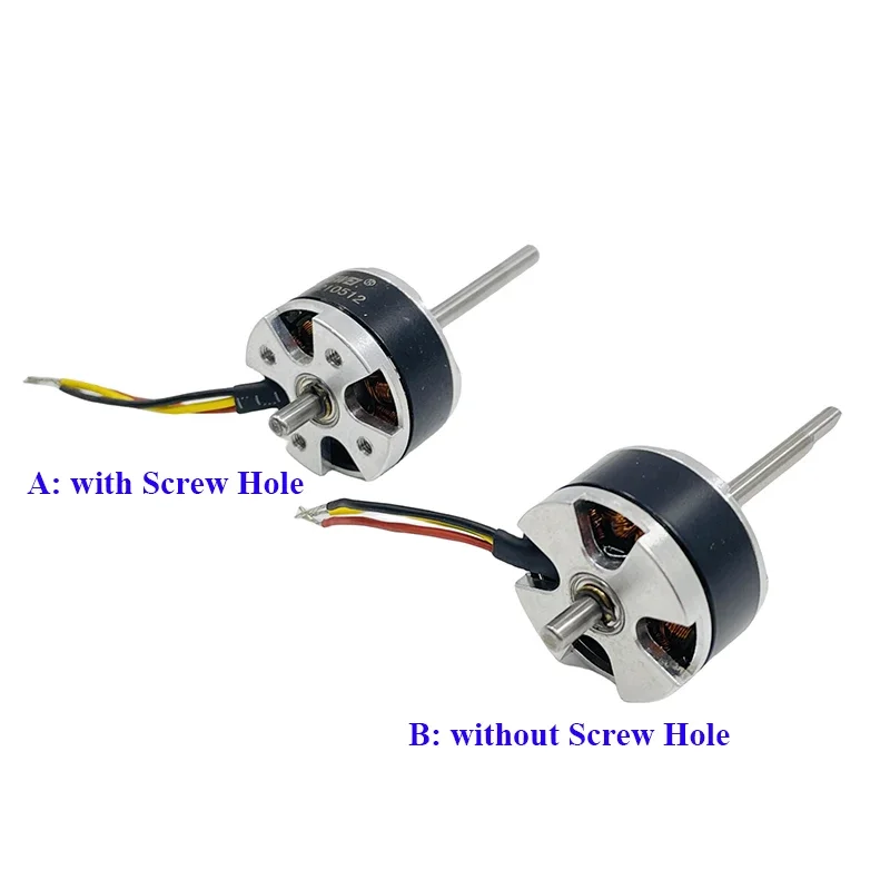 Micro moteur brushless 1806 1700KV à côté d'une pièce de monnaie pour échelle, arbre 3mm visible.