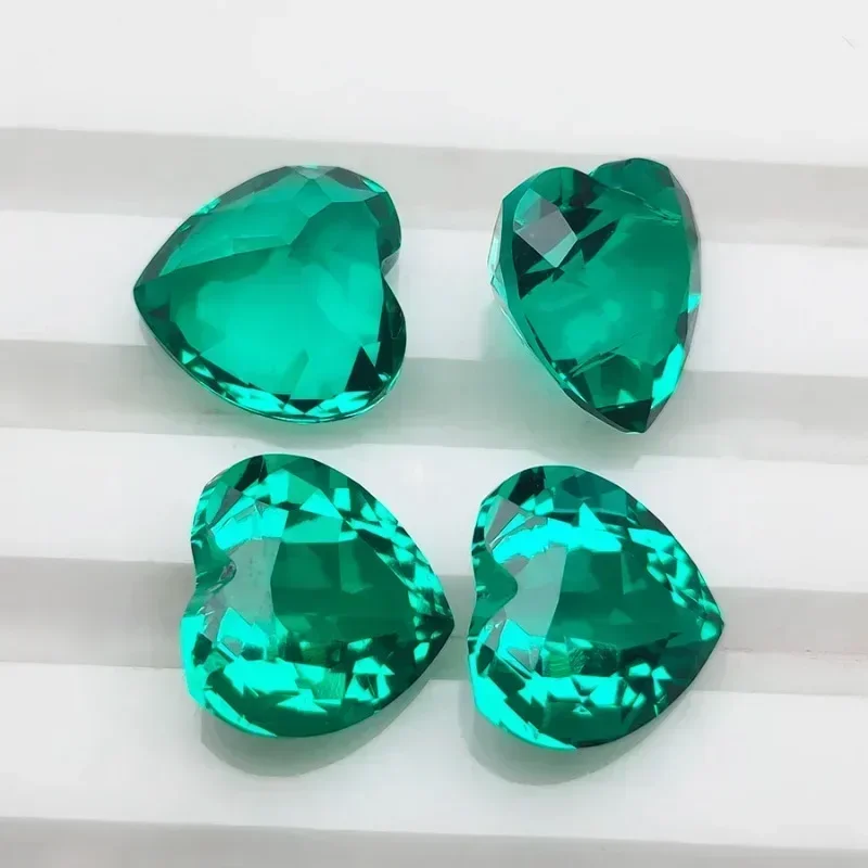 Lab Grown Colombia Emerald Heart Shape Green Color Gemstone For Diy Jewelry Earrings Making Material Selectable AGL Certificate