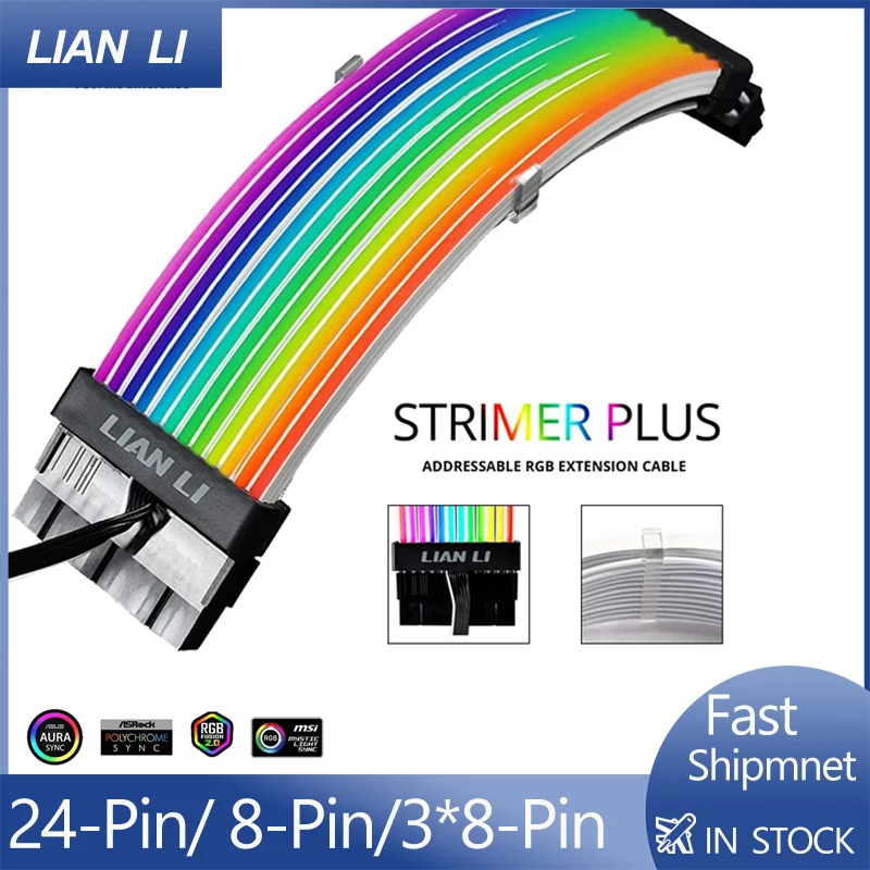 

Strimer Plus Extension Cable Kit Rgb PC Addressable 5V A-RGB Cable for Motherboard ATX 24pin PCI-E GPU Triple 8pin