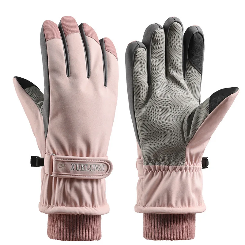 Winter Ski Gloves Women Waterproof Cold Warm Warm Plus Fleece Thick Cotton Outdoor Mountaineering Cycling Gloves