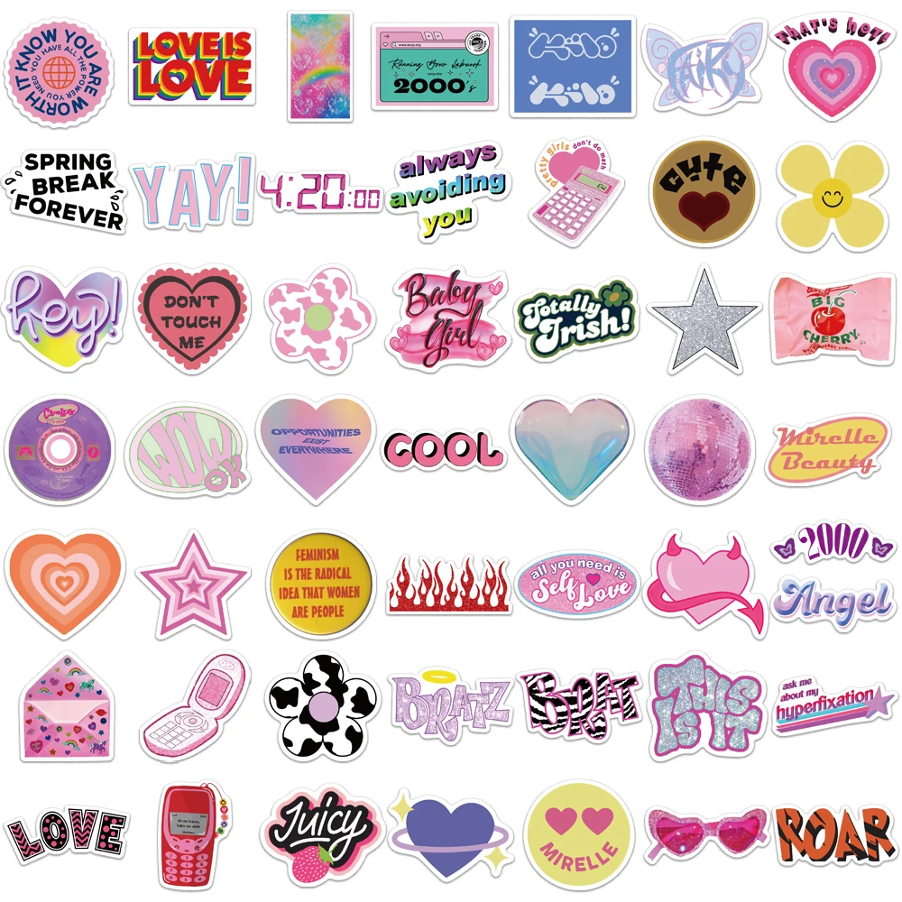 10/30/50PCS Vintage Laser Leopard Love Y2k Stickers Aesthetic Motorcycle  Travel Luggage Guitar Skateboard 2000s Sticker Decal