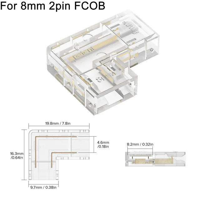 5 개/몫 무료 용접 COB LED 스트립 빠른 커넥터 8mm 2PIN 솔더리스 FOB 라이트 솔더 프리 스트립-DC USB 전원 미니 버클