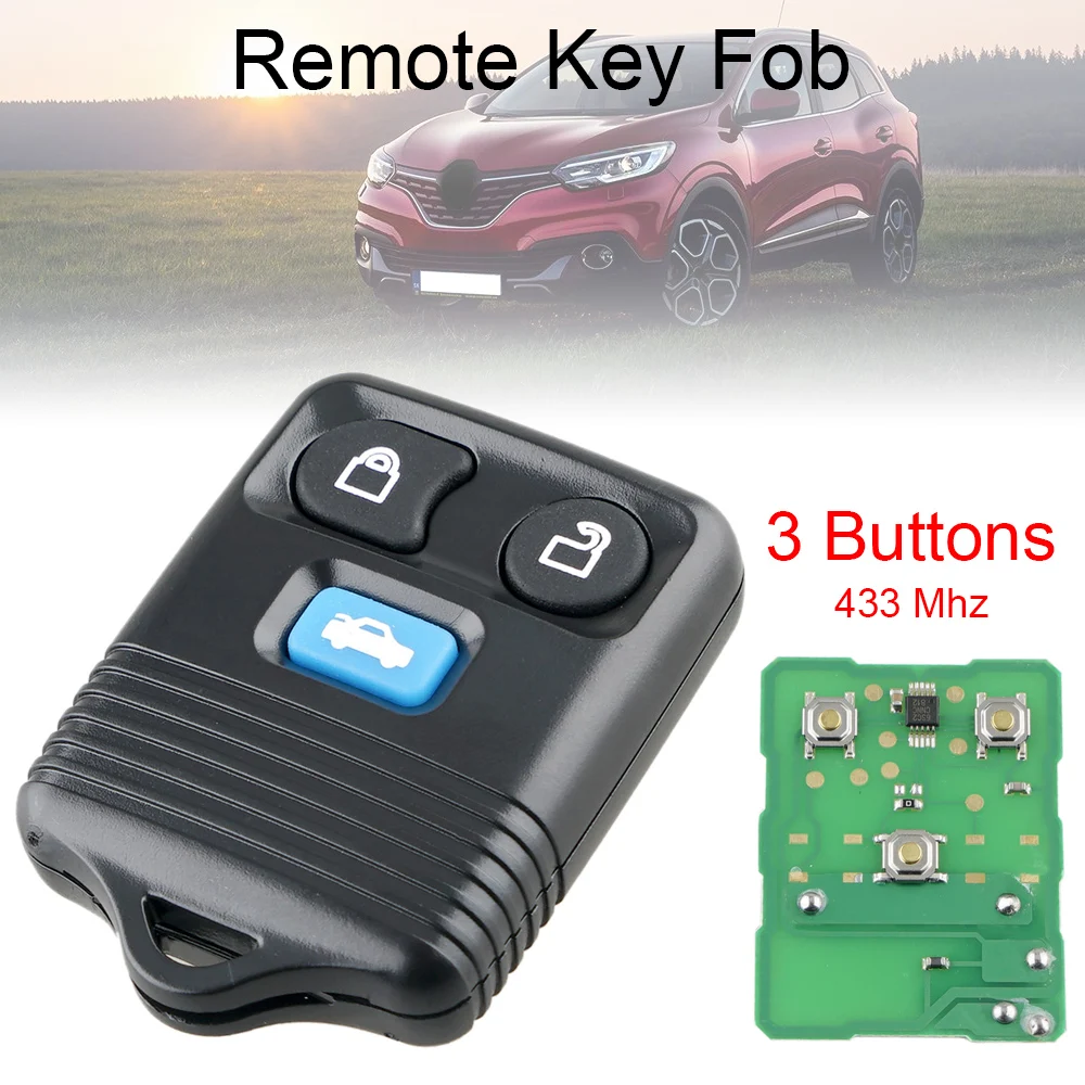 433MHz 3 Buttons Keyless Entry Remote Control Car Key Fob Transmitter Clicker Alarm for Ford Transit MK6 Mazda Mercury 1998-2009