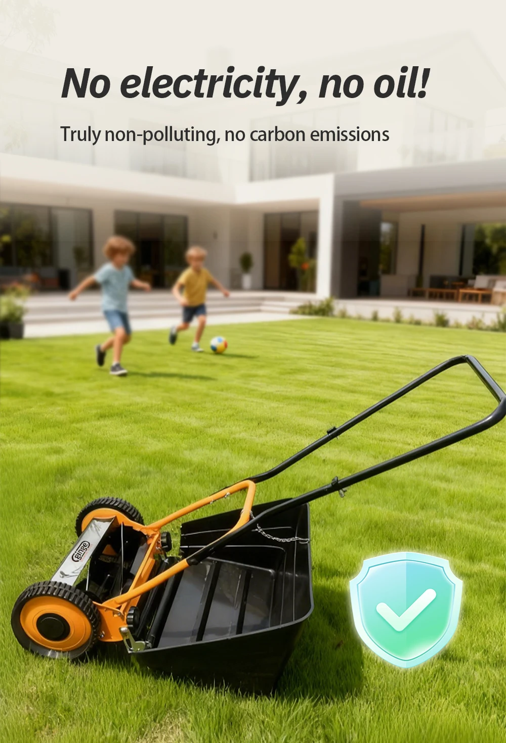 Manual Lawn Mower 14-Inch Grass Trimmer Eco Hand Operated Push Lawn Mower Compac
