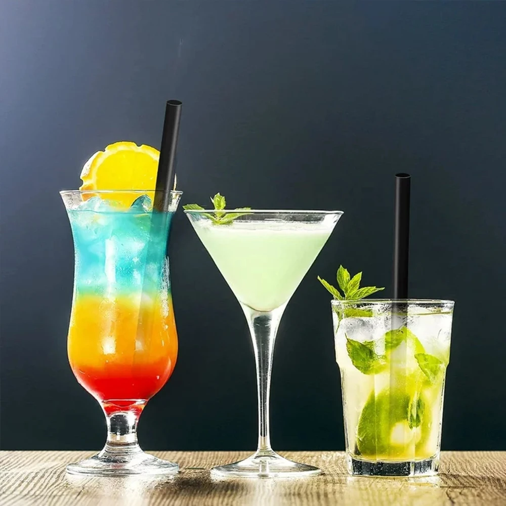 50-400Pcs Black Big Milkshake Straws Large Drinking Straws Bubble Tea Straw MilkTea Party Wedding Bar Home Accessories