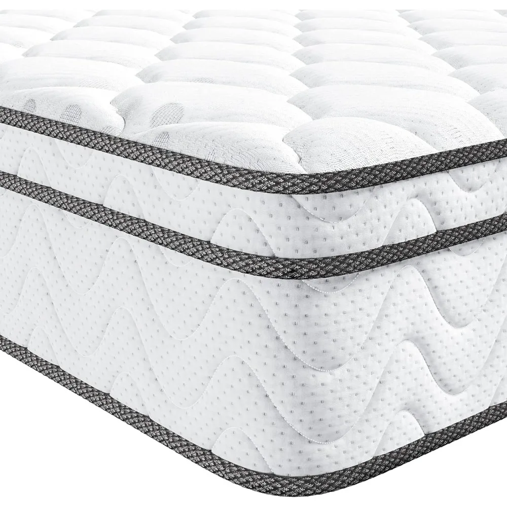 

Queen Mattress, 10 Inch Hybrid Mattress with Memory Foam & Pocket Spring, Ergonomic Design for Pressure Relief