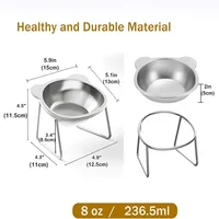 Cat Bowls Tilted Neck Guard Cat Food Bowl Indoor Stainless Steel Shatter Resistant Elevated 15° Pet Bowl For Kitten Puppy 6