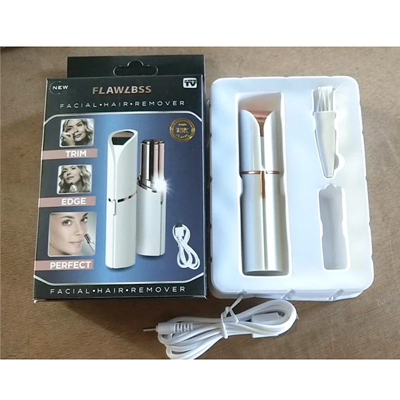 Lipstick Electric Eyebrow Trimmer Electric Eyebrow Trimmer USB Charging Mini Hair Removal Device Portable Lady Lip Epilator 1pcs 2