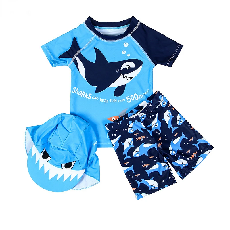 Children's Swimwear Baby Bathing Suit 3 Pieces Shark Dinosaur Cute