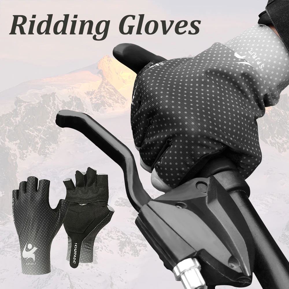 1pair Cycling Halffinger Gloves Antislip Bicycle Mitten Men Universal
