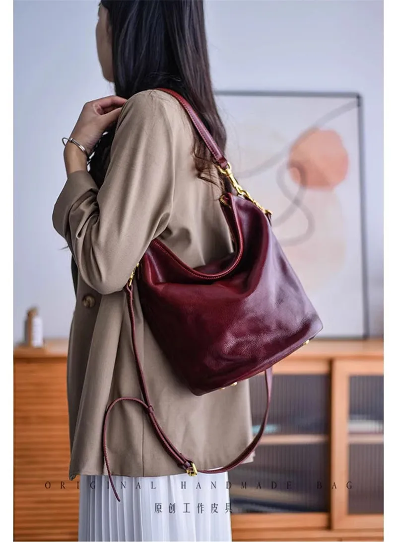 Organizer Designer Luxus Echtleder Damen Bucket Bag Mode Outdoor Wochenend-Party Kuhleder Damen Schultertasche – Detail 16