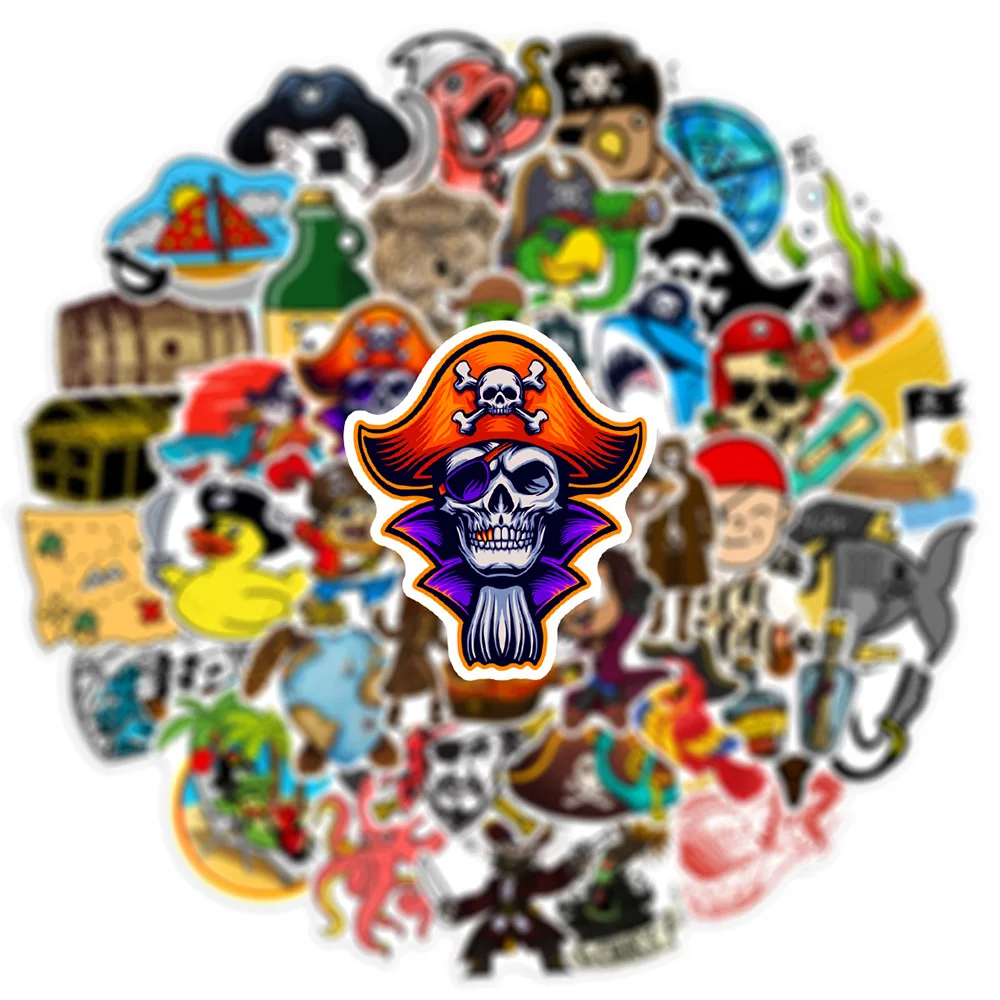 10/30/50pcs Pirate Cartoon Stickers Graffiti Luggage Motorcycle Laptop Phone Car Waterproof Decoration Cool Kids Sticker Toys