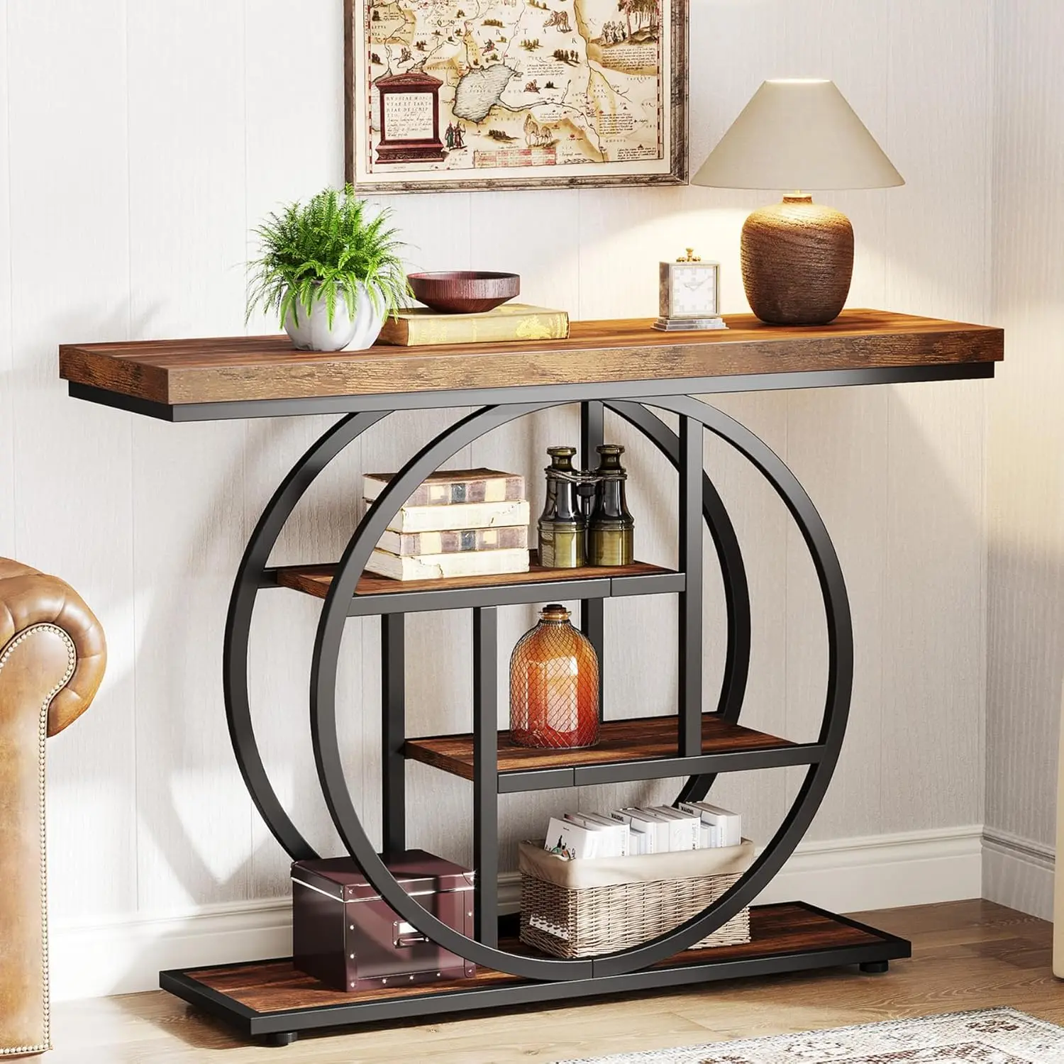 4-Tier Console Table with Circle Base 1