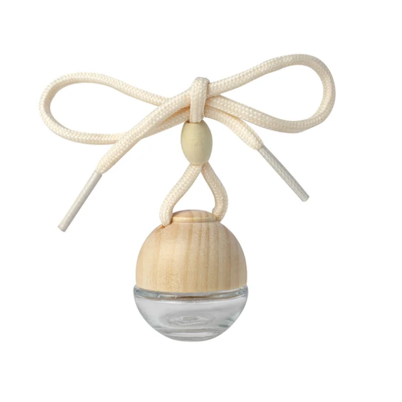 Bottiglie Di Vetro Del Profumo Del Tappo Di Legno Di Alta Qualità 6Ml 6Cc Mini Bottiglia Di Fragranza Dell'Automobile A Forma Di Palla Con La Stringa