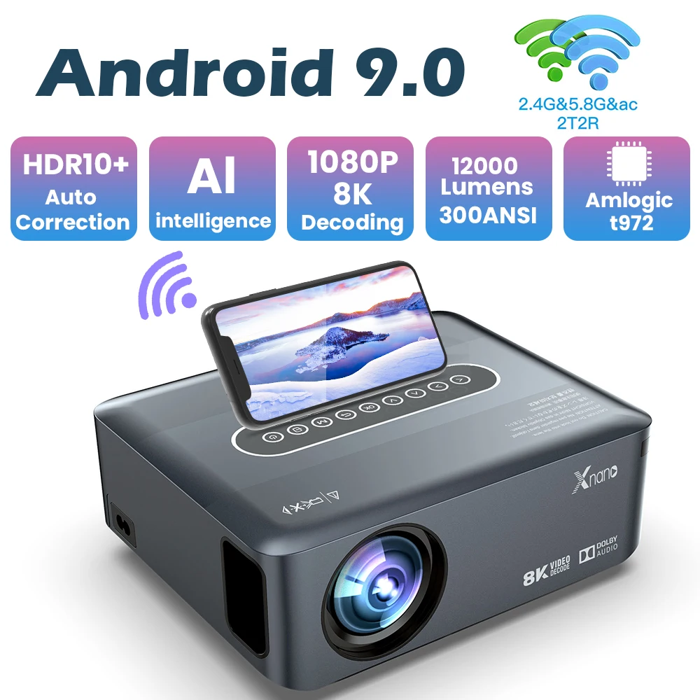 Original X1 8K 4K 1920*1080P Projector Amlogic T972 300ANSI Dual wifi BT5.0 HDR10  Voice Control Portable Home Media Video