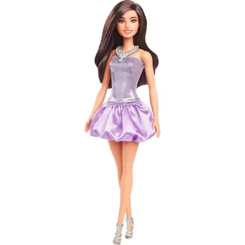 2025 Original Barbie Fashionistas Doll #234 with Purple Dress Dolls for Girls Genuine Brand Christmas Gifts for Children