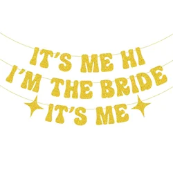 Iridescent Glitter I'm The Bride Banner in Hot Pink and Rose Gold for Bachelorette Party Decor (1set)