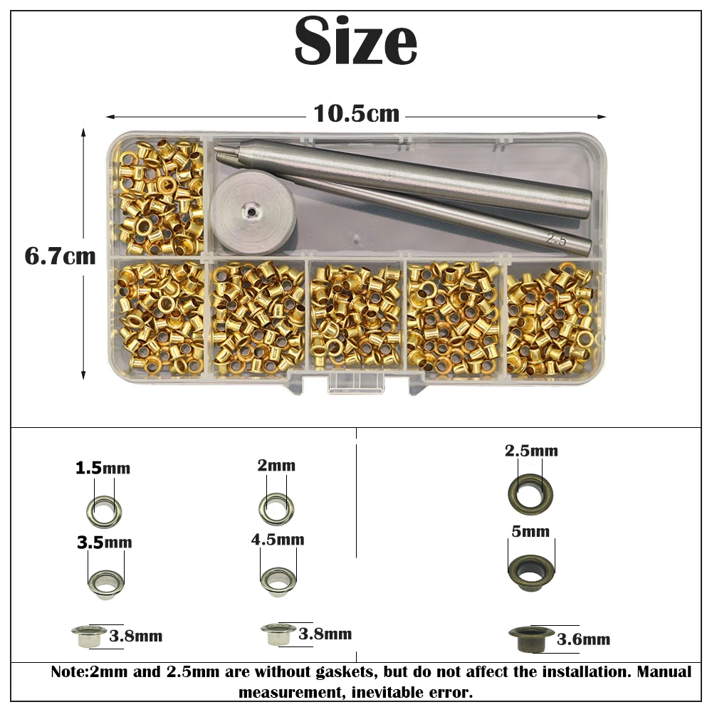 1.5/2/2.5mm Internal 4-Colors Tool sets Electroplating Copper Without Gasket Eyelets 304# Steel 240pcs eyelet punch tool set eyelet grommet ring kit eyelet grommet ring grommet punch tool grommet tool eyelet grommet dies grommet tool kit grommet eyelet kit screw back eyelets